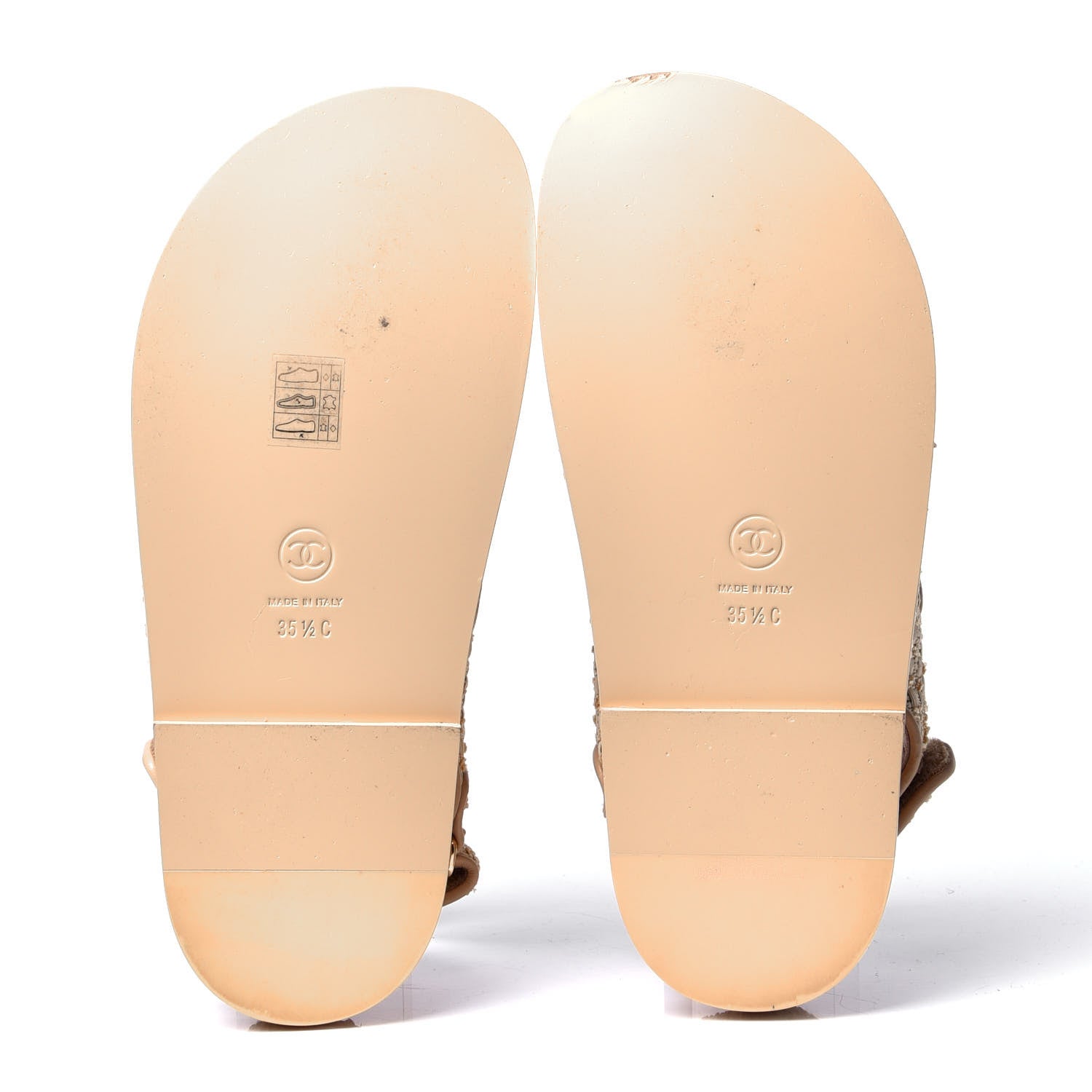 Chanel Braided Fabric Velcro Dad Sandals 35.5 Beige 5 of 6