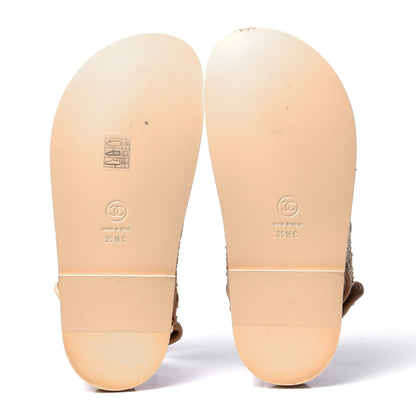 Chanel Braided Fabric Velcro Dad Sandals 35.5 Beige 5 of 6