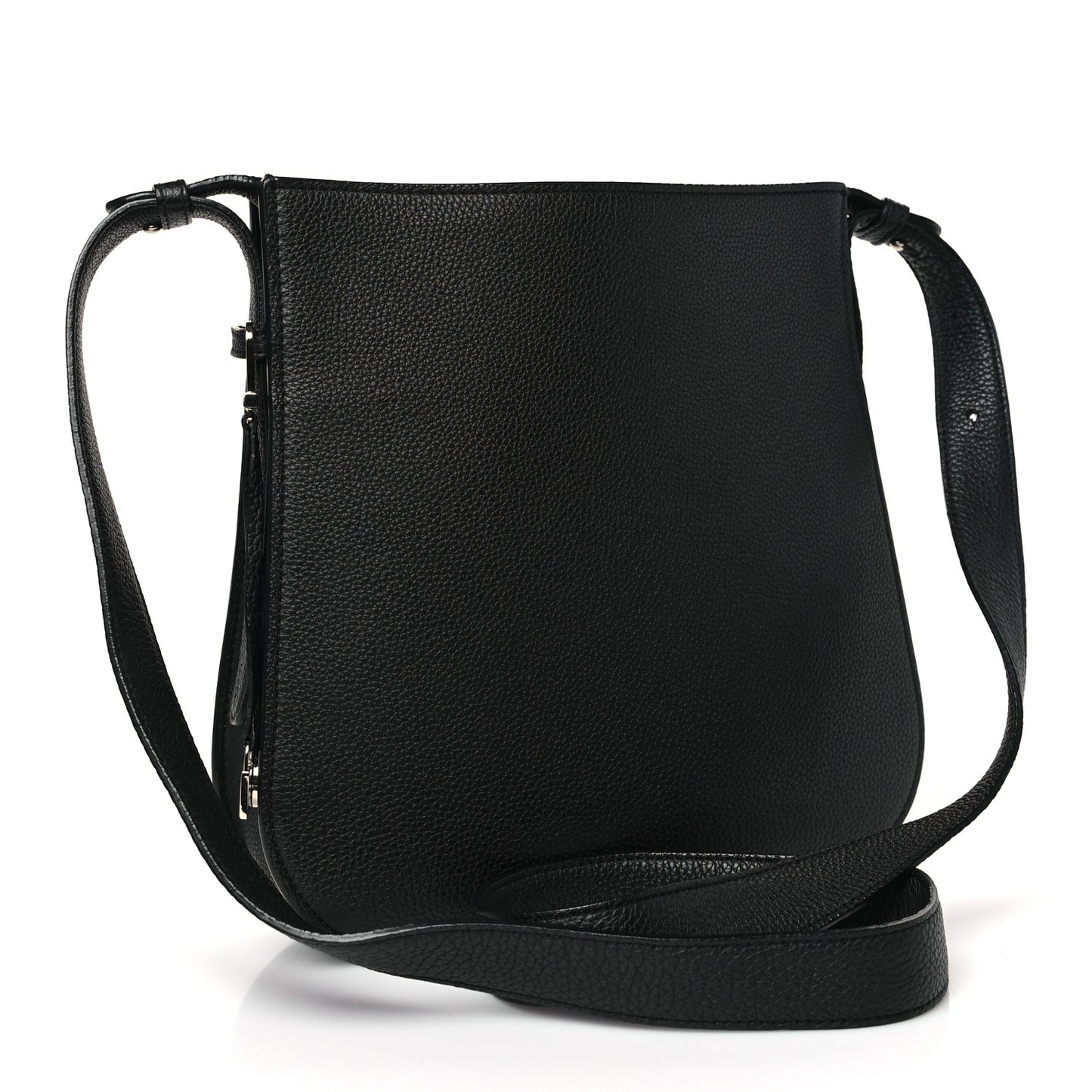 Grained Calfskin Fleur Crossbody Black