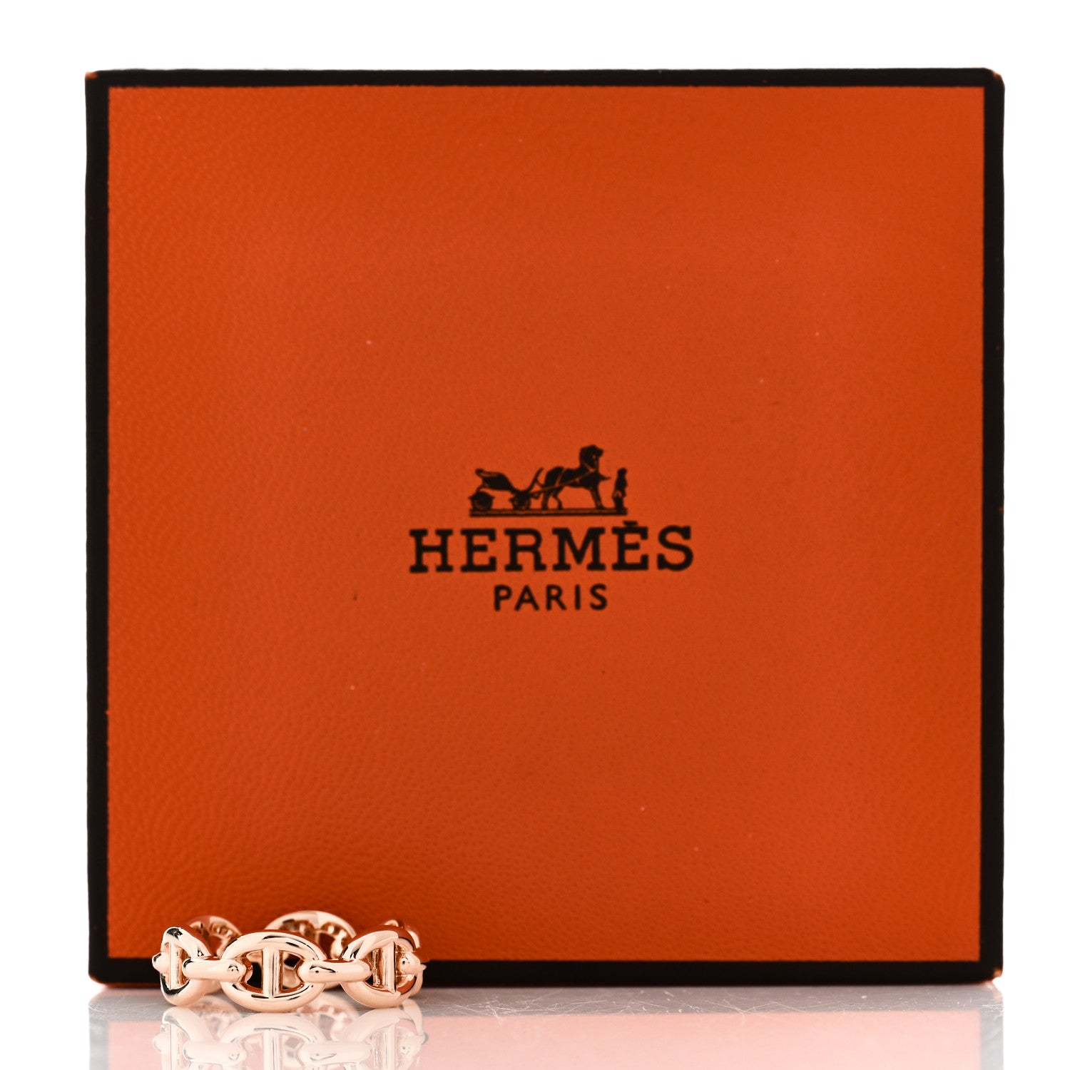 Hermes 18K Rose Gold PM Chaine D'Ancre Enchainee Ring 49 5 9 of 9