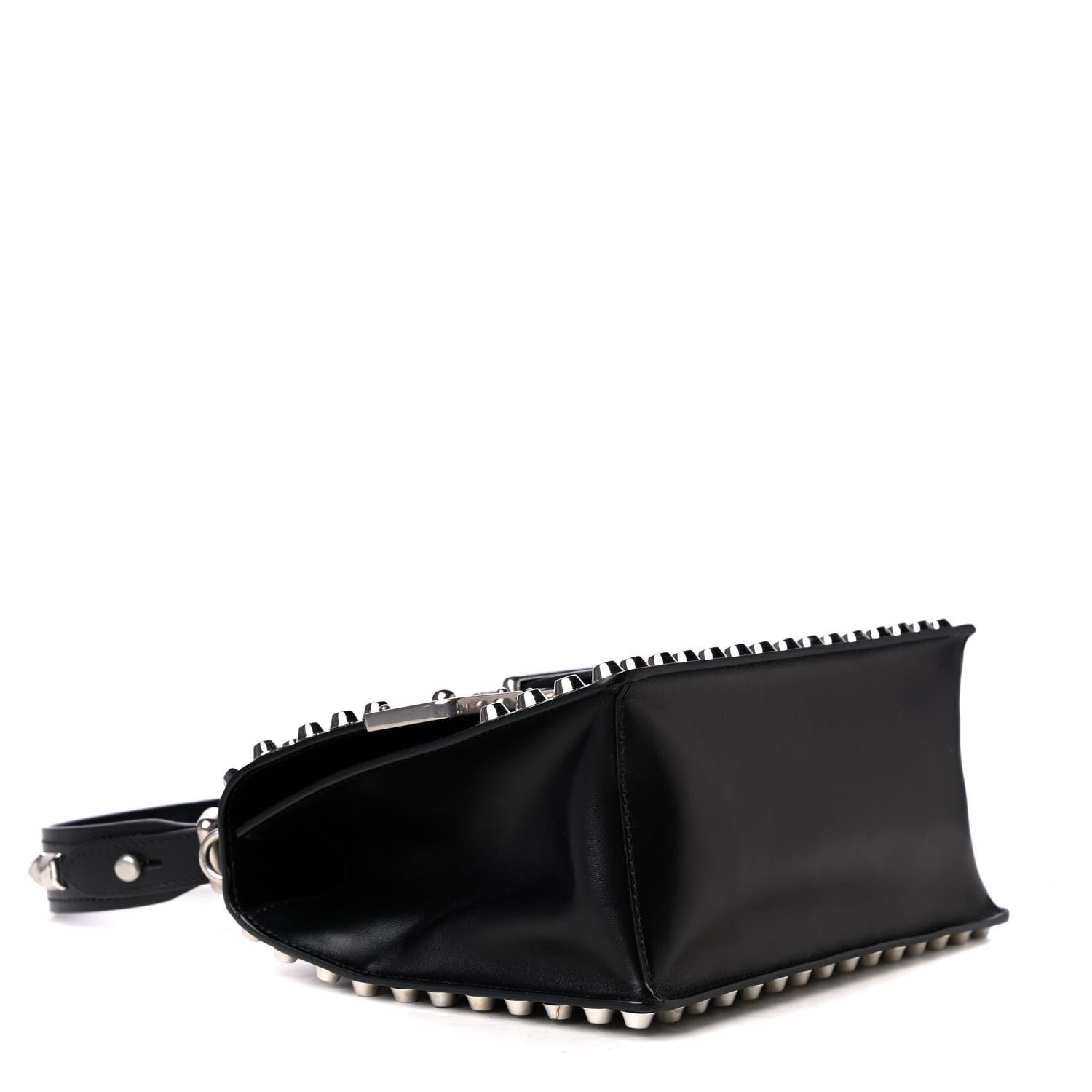 Prada City Calfskin Saffiano Studded Cahier Bag Black 3 of 4