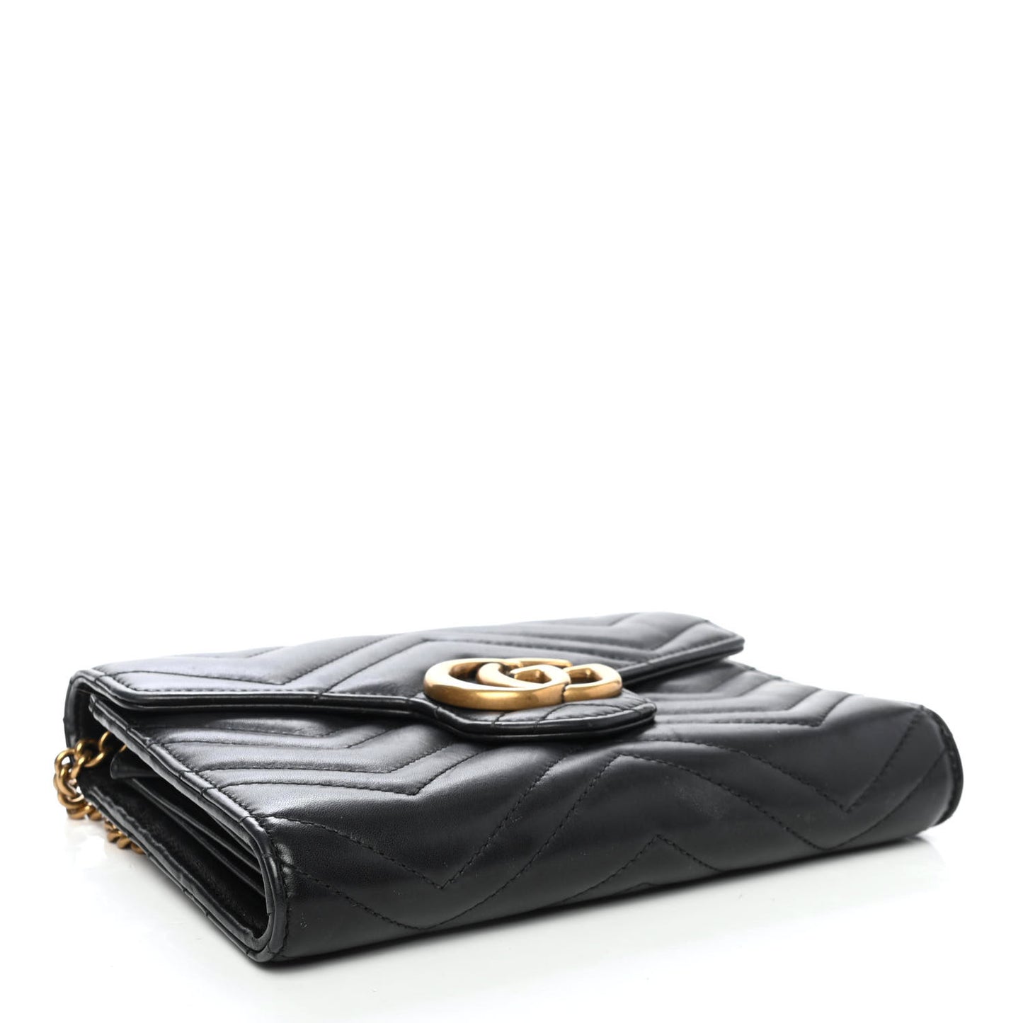 Calfskin Matelasse GG Marmont Chain Wallet Black