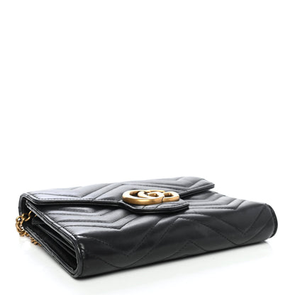 Gucci Calfskin Matelasse GG Marmont Chain Wallet Black 3 of 4