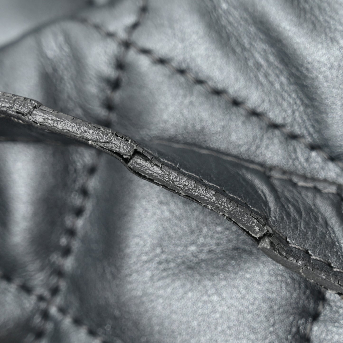 Metallic Lambskin Quilted Large Week End on Mars Tote Charcoal