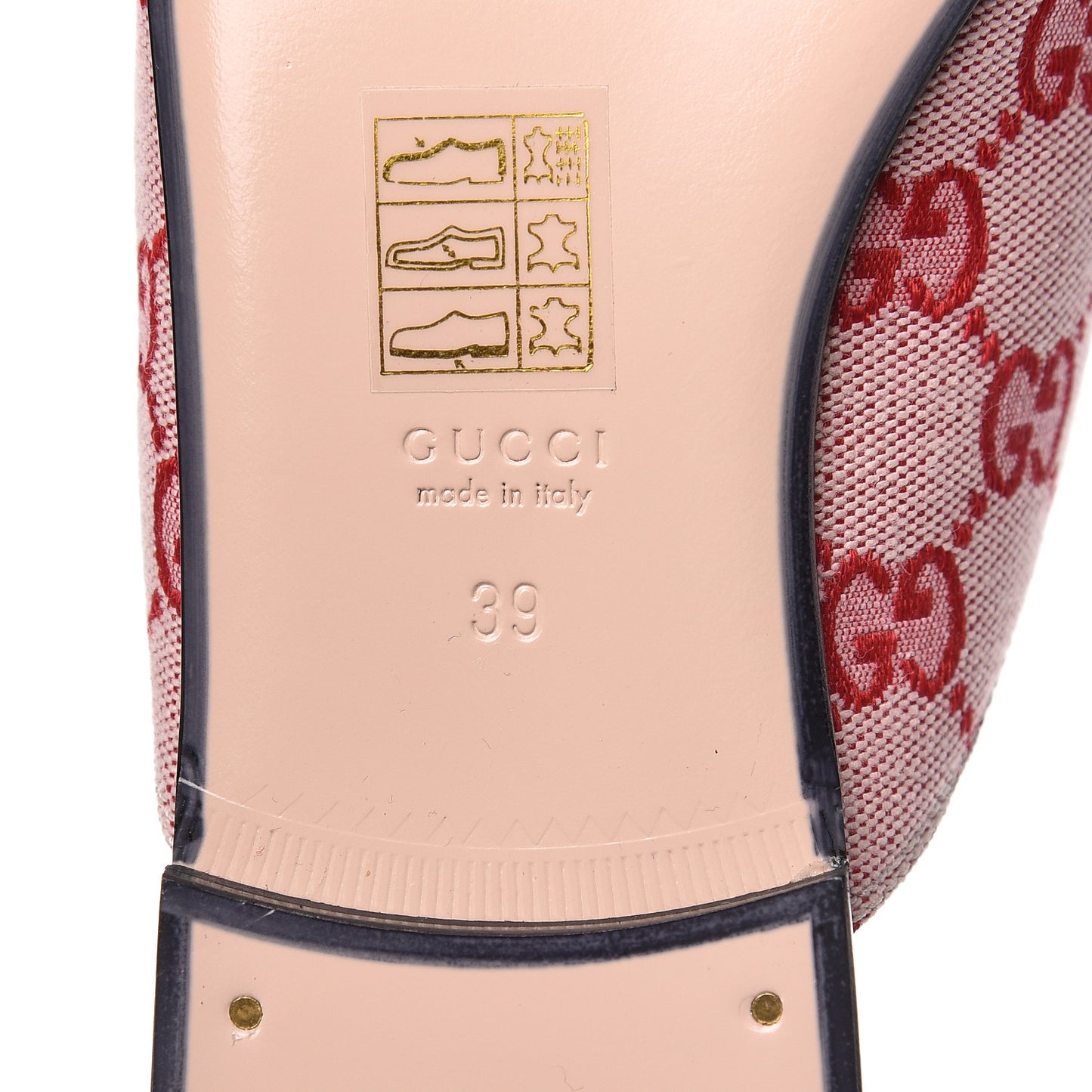 Canvas GG Monogram Horsebit Womens Princetown Slippers 39 Gardenia Hibiscus Red