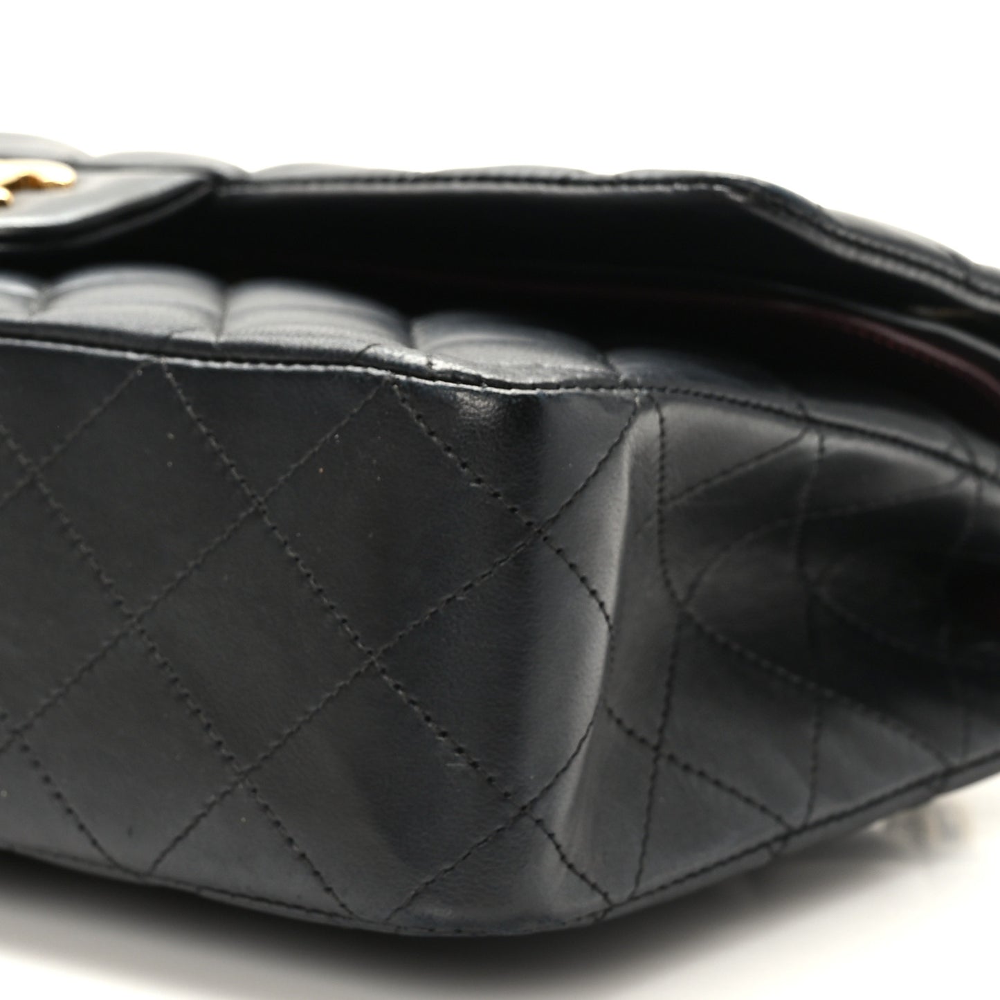 Lambskin Quilted Medium Double Flap Black