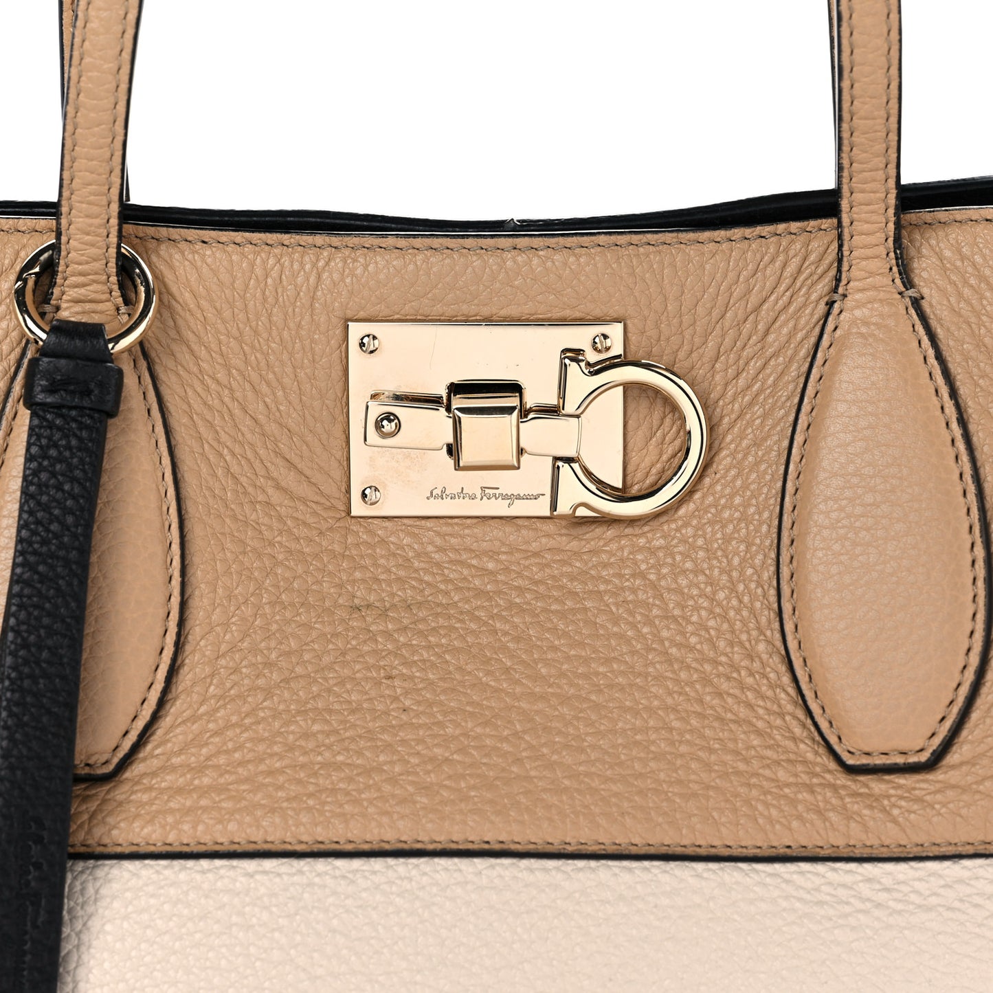 Calfskin Tri-Color Studio Tote Dune Bone Black
