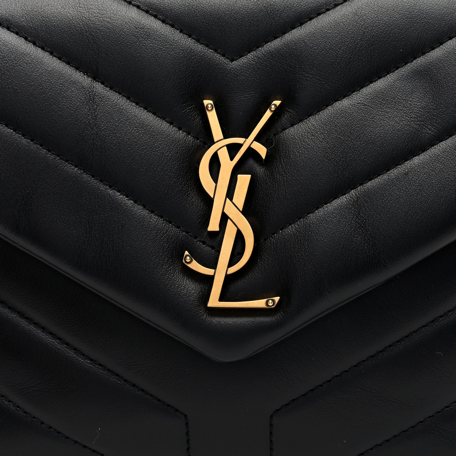 Saint Laurent Calfskin Y Quilted Monogram Small Loulou Chain Satchel Black 7 of 9