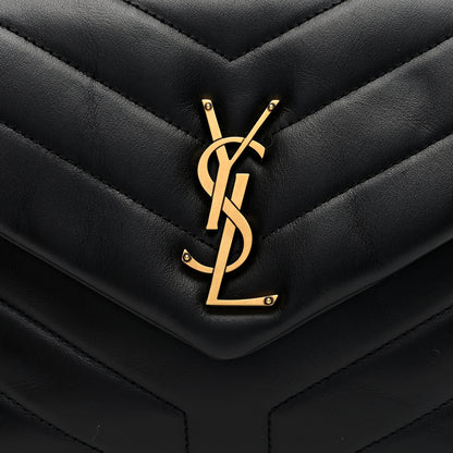 Saint Laurent Calfskin Y Quilted Monogram Small Loulou Chain Satchel Black 7 of 9