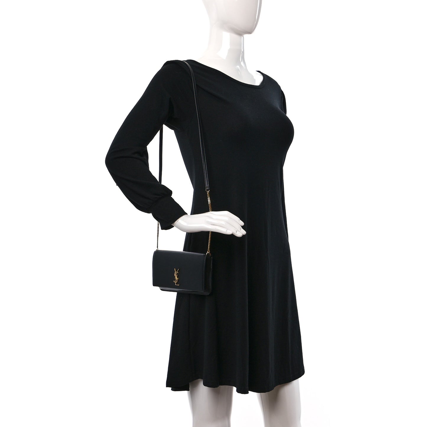 Smooth Calfskin Monogram Phone Holder Crossbody Black
