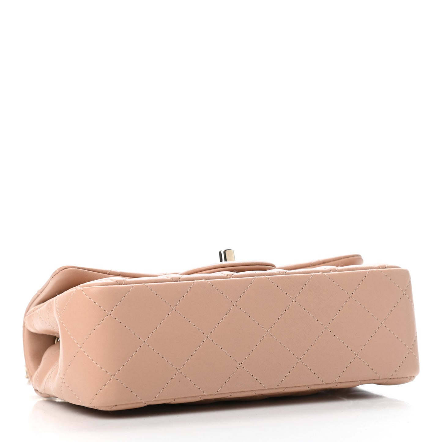 Lambskin Quilted Mini Rectangular Flap Dark Beige