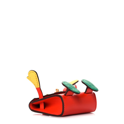 Hermes Tadelakt Chevre Mysore Kelly Quelle Idole Bag Charm Capucine Jaune De Naples Vert Vertigo Zanzibar 3 of 7