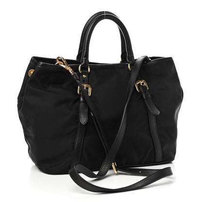 Prada Tessuto Nylon Vitello Daino Tote Black 3 of 9