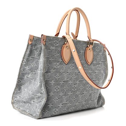 Louis Vuitton Monogram Denim Onthego MM Washed Gray 3 of 9