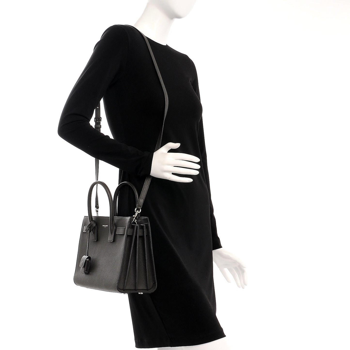 Grained Calfskin Baby Sac De Jour Coal