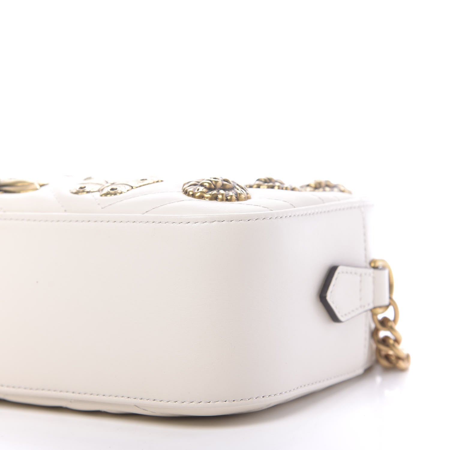 Gucci Calfskin Matelasse Animal Studs Small GG Marmont Chain Shoulder Bag White 7 of 10