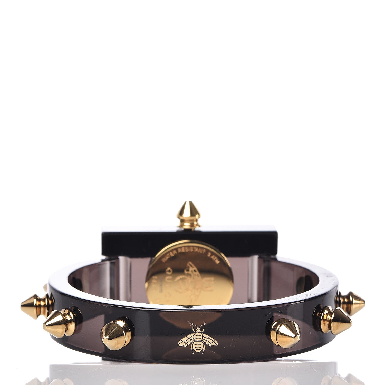 Gucci Stainless Steel Plexiglass 24mm Skeleton Stud Quartz Watch Black 4 of 7