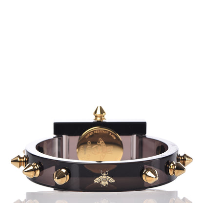 Gucci Stainless Steel Plexiglass 24mm Skeleton Stud Quartz Watch Black 4 of 7