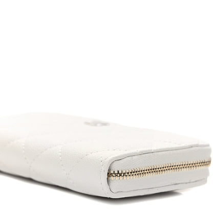 Chanel Caviar Quilted Medium Zip Around Wallet White 9 of 10