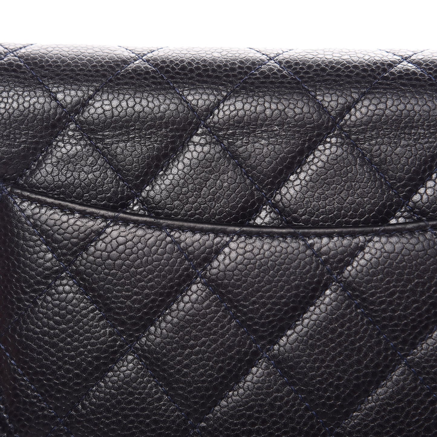 Caviar Quilted Wallet On Chain WOC Navy Blue