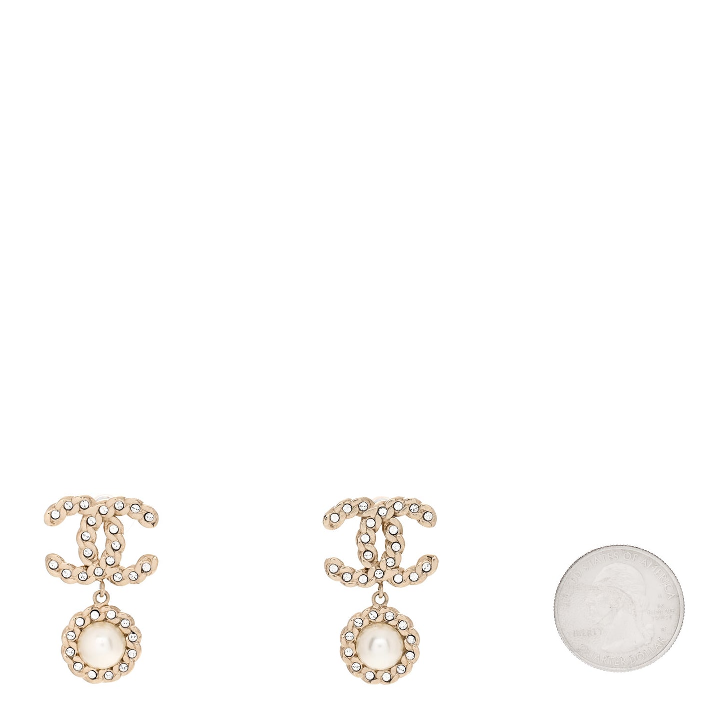 Crystal Pearl Pearls Coronation CC Drop Clip On Earrings Gold