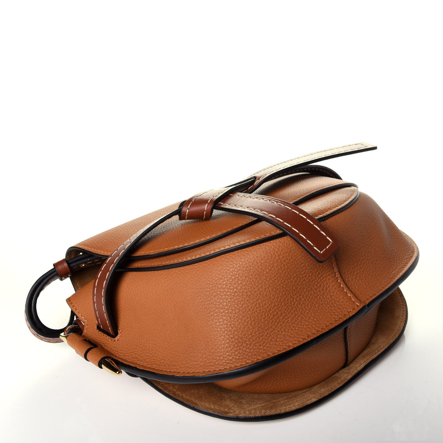 Grained Calfskin Small Gate Crossbody Bag Caramel Pecan