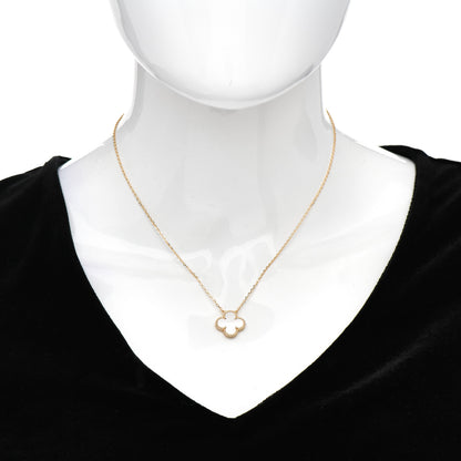 Van Cleef & Arpels 18K Yellow Gold Mother of Pearl Vintage Alhambra Pendant Necklace 2 of 5
