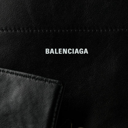 Balenciaga Calfskin Printed Kitten Plastic Bag Shopper S Black 7 of 10