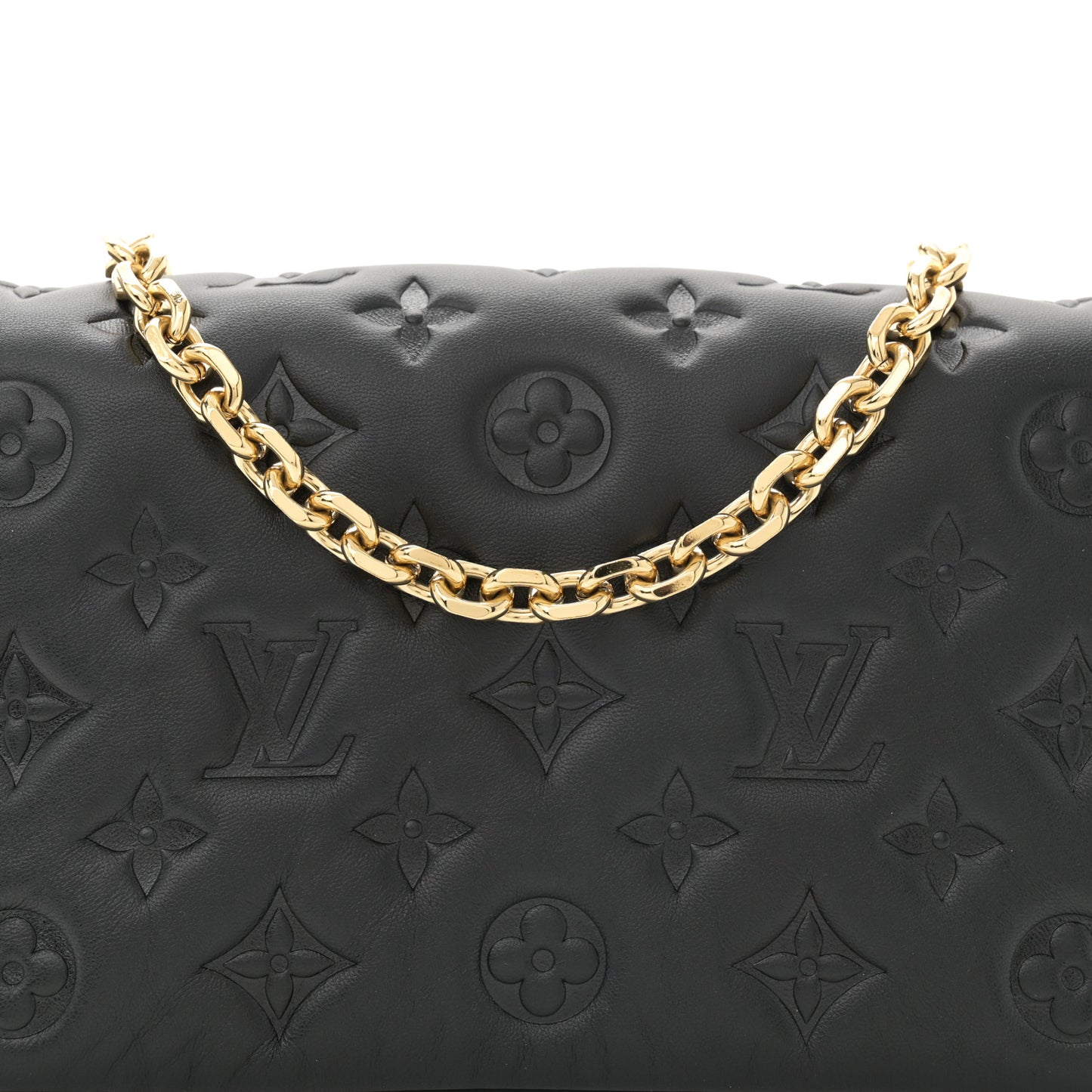 Lambskin Embossed Monogram Pochette Coussin Black