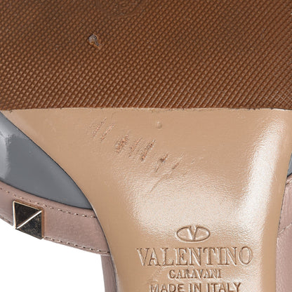 Valentino Garavani Patent Rockstud Ankle Strap Low Heel Pumps 36 Grey Poudre 8 of 12