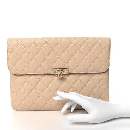 Chanel Caviar Quilted Medium Golden Class Pouch Beige 2 of 10