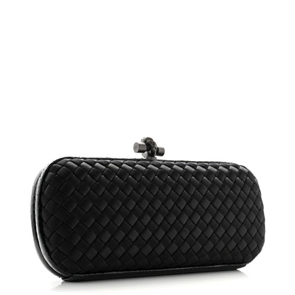Bottega Veneta Satin Ayers Intreccio Impero Stretch Knot Clutch Black 3 of 7