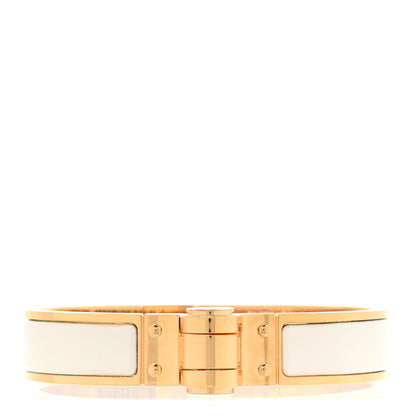 Hermes Enamel Charniere Uni Narrow Hinged Bracelet S Craie 1 of 6