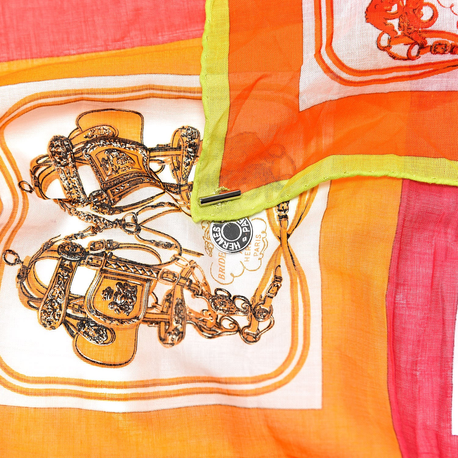 Hermes Cotton Brides de Gala Scarf 70 Rouge Garance 3 of 4