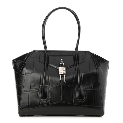 Givenchy Calfskin Crocodile Embossed Medium Lock Antigona Black 1 of 10