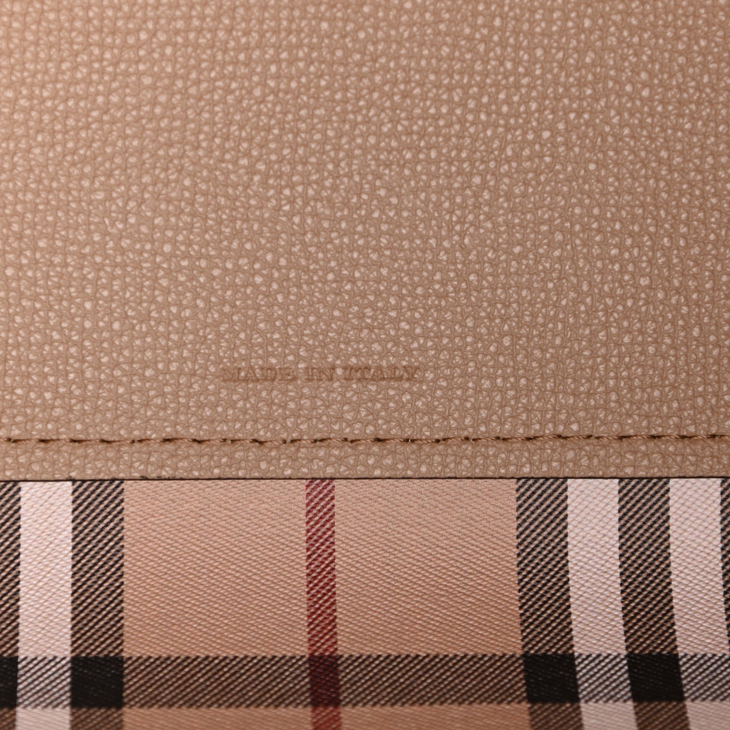 Burberry Grainy Calfskin Haymarket Check Medium Reversible Tote Camel 10 of 15