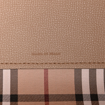 Burberry Grainy Calfskin Haymarket Check Medium Reversible Tote Camel 10 of 15