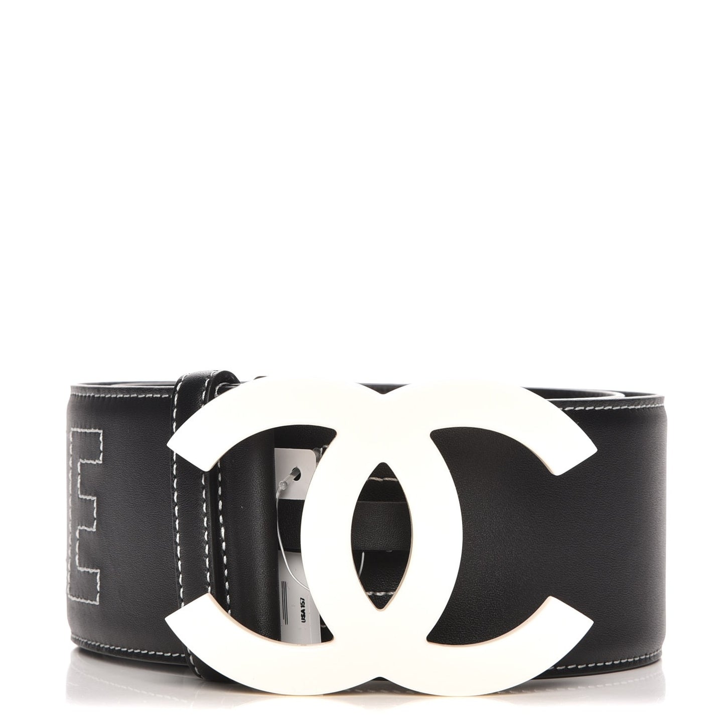 Calfskin Resin Gabrielle CC Logo Belt 75 Black White