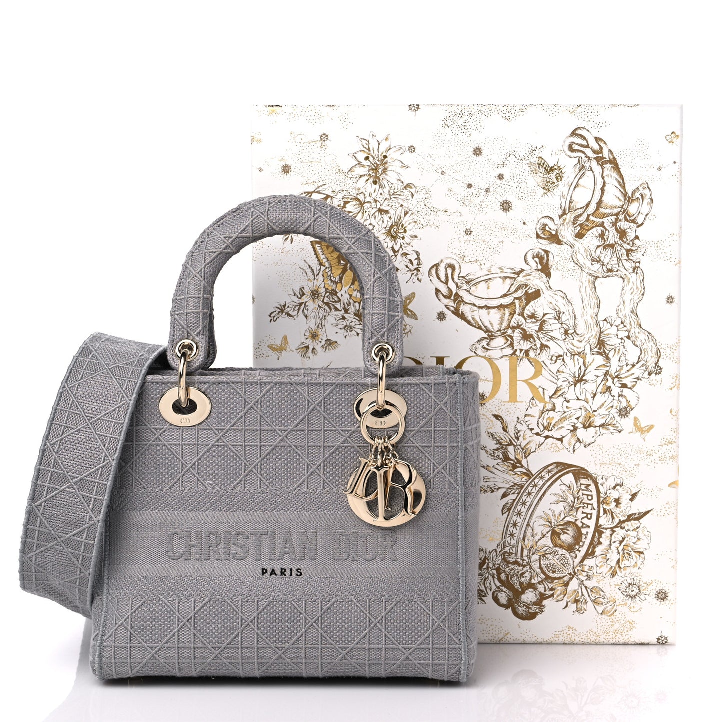 Canvas Embroidered Cannage Medium Lady D-Lite Gray