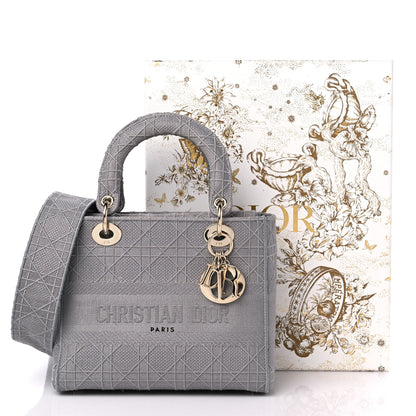 Christian Dior Canvas Embroidered Cannage Medium Lady D-Lite Gray 8 of 8