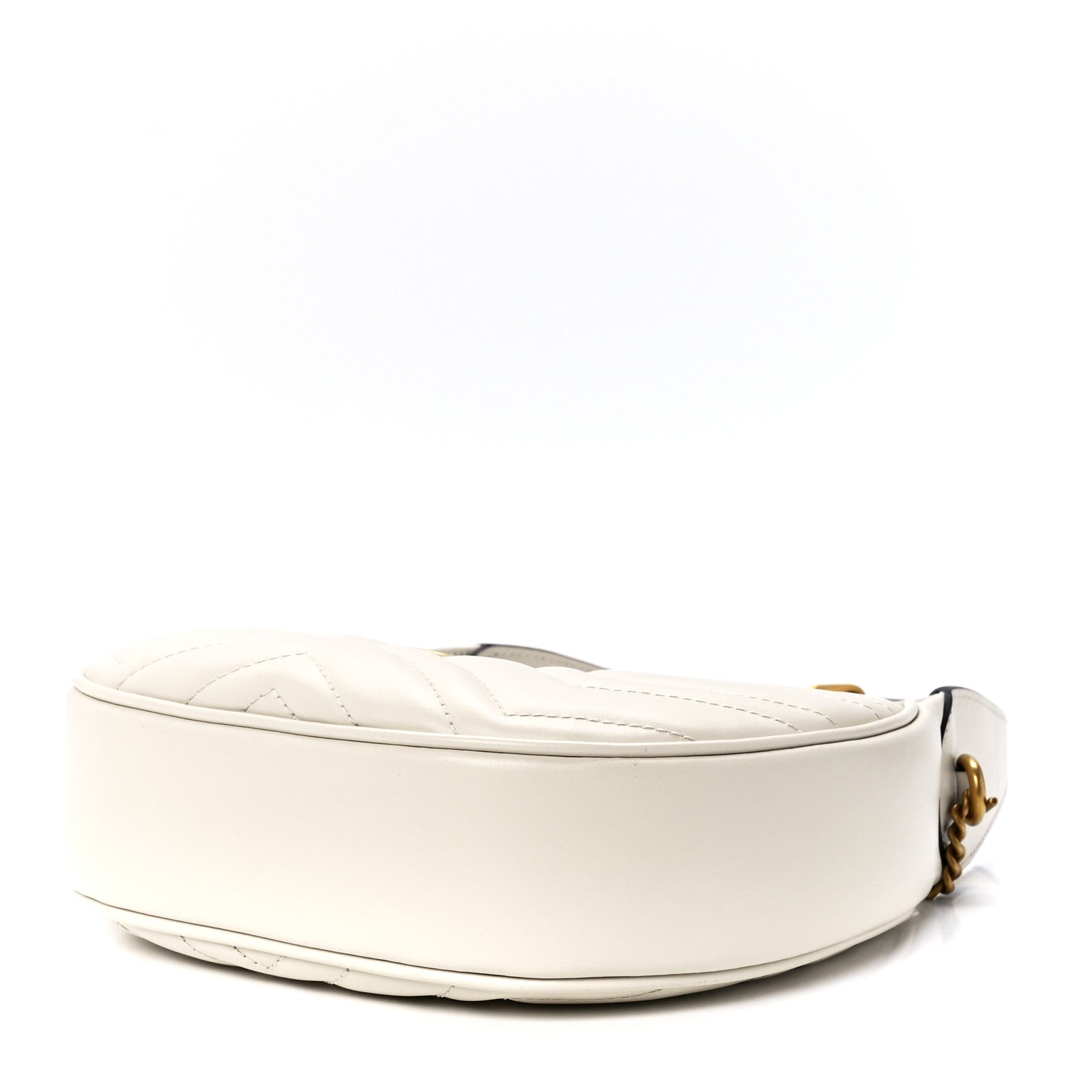 Gucci Calfskin Matelasse Chevron Mini GG Marmont Half Moon Hobo Mystic White 9 of 11