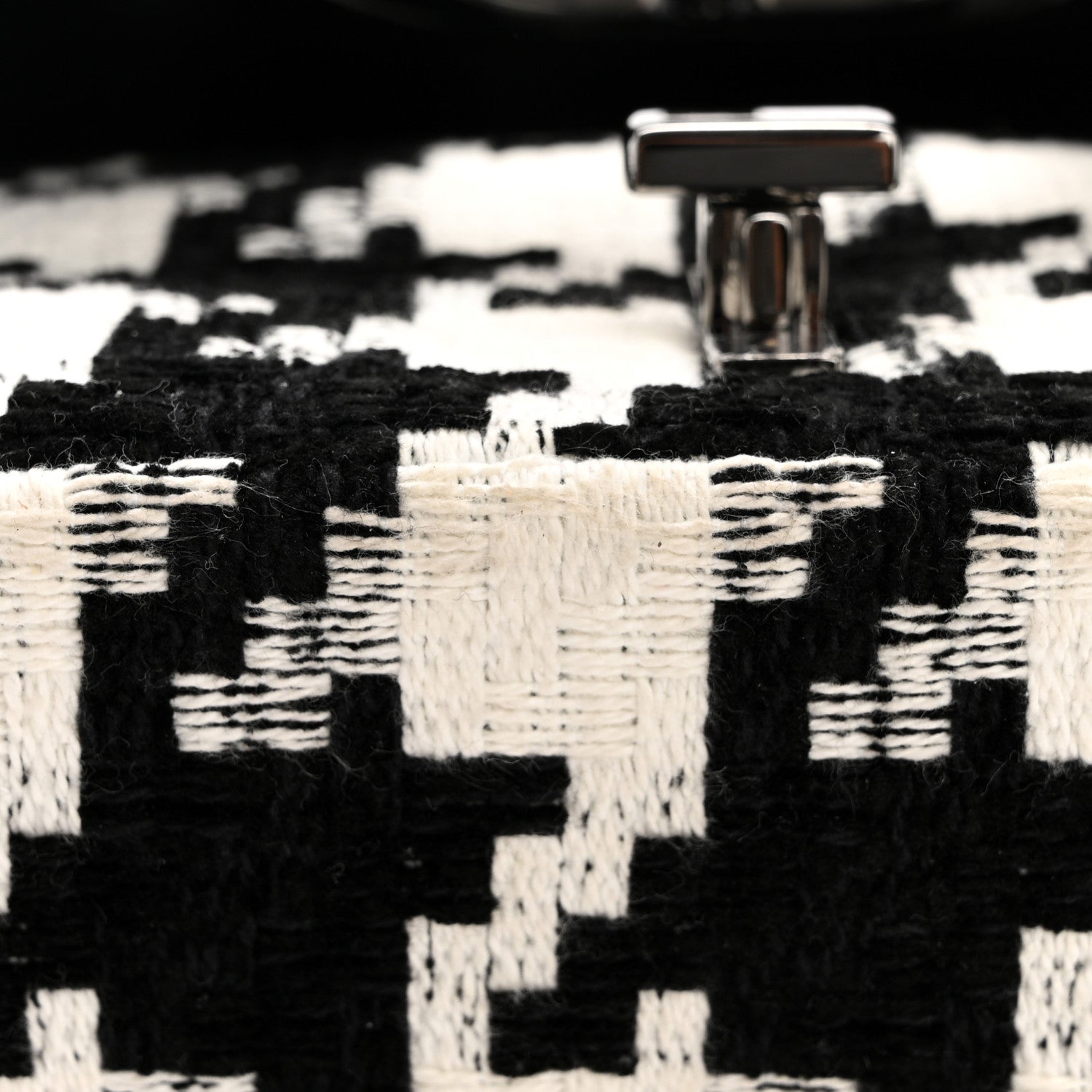 Christian Dior Tweed Macro Houndstooth Small Caro Bag Black White 12 of 13