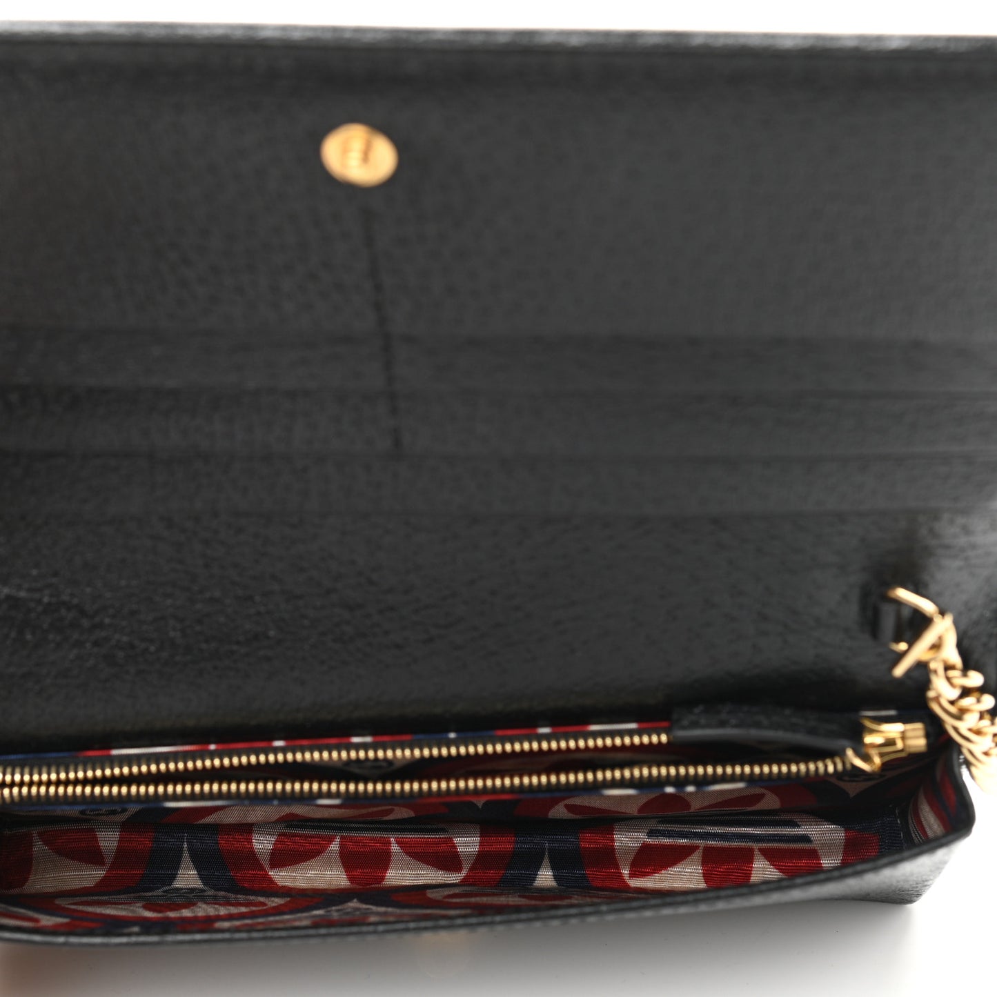 X ADIDAS Textured Dollar Calfskin Trefoil Embossed Wallet On Chain Off White Black