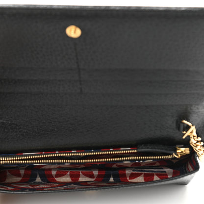 Gucci X ADIDAS Textured Dollar Calfskin Trefoil Embossed Wallet On Chain Off White Black 5 of 10