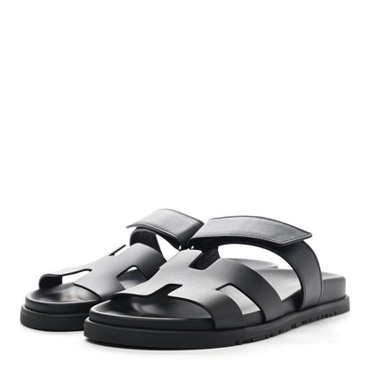 Hermes Calfskin Womens Chypre Sandals 38 Black 6 of 20