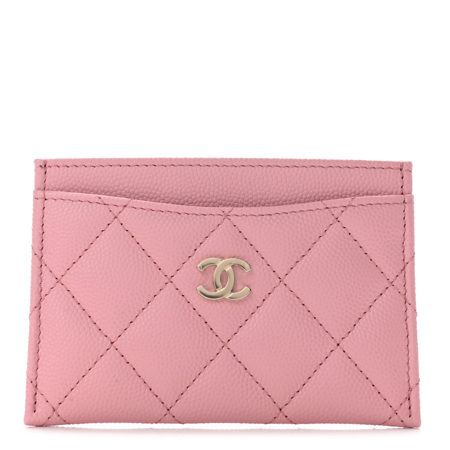 Caviar Quilted Card Holder Pink