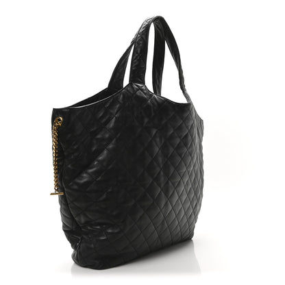 Saint Laurent Lambskin Quilted Maxi Icare Shopping Tote Black 4 of 11
