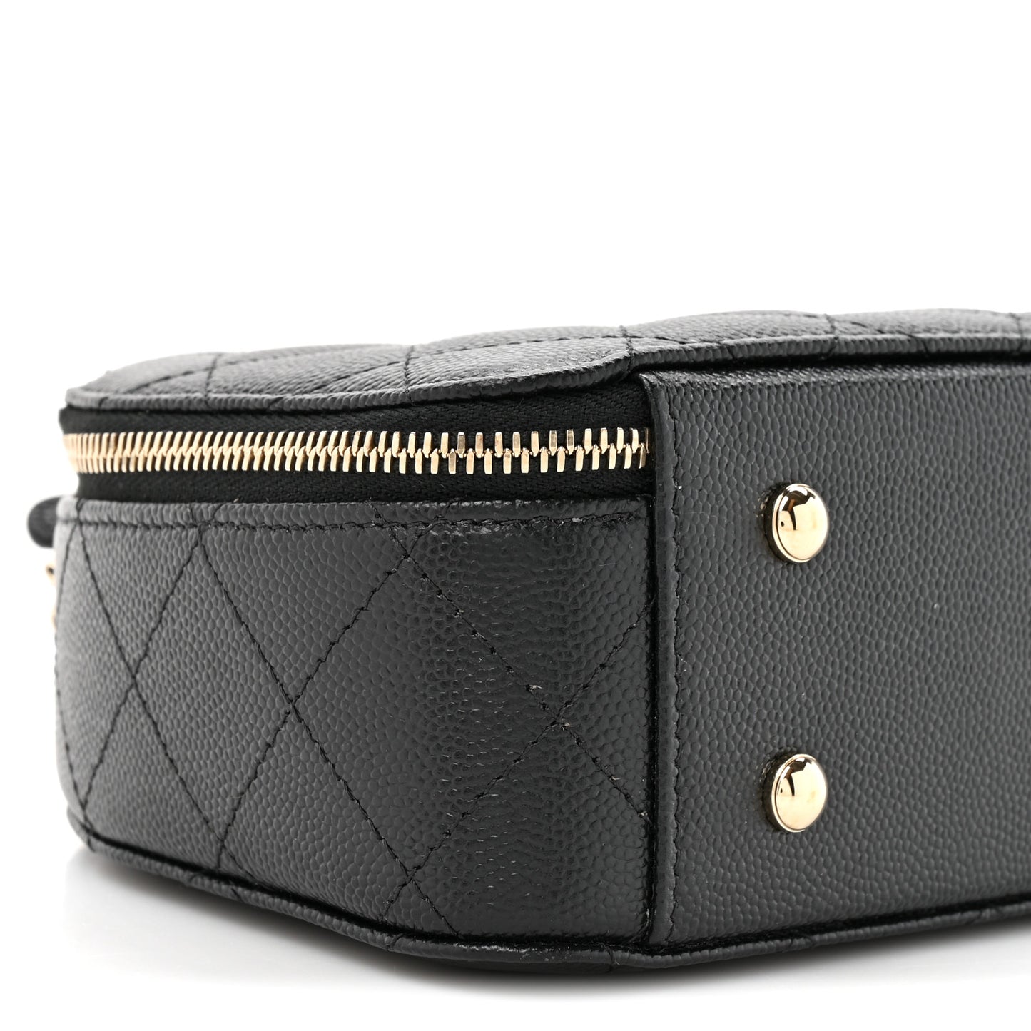 Caviar Quilted Top Handle Vanity Case Black