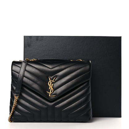 Saint Laurent Calfskin Y Quilted Monogram Medium Loulou Chain Satchel Black 10 of 10