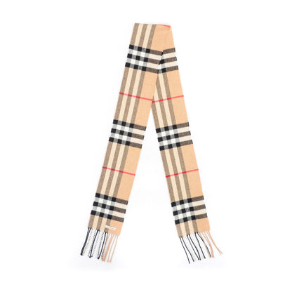 Burberry Cashmere Metallic Giant Check Skinny Scarf Camel 3 of 6